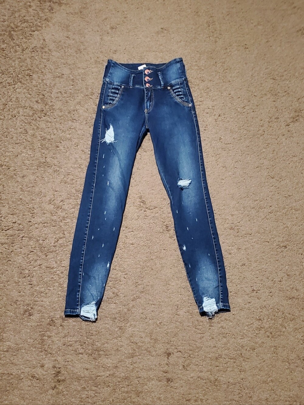 Posesion Women's Jeans High-Rise Distressed - Dark Blue